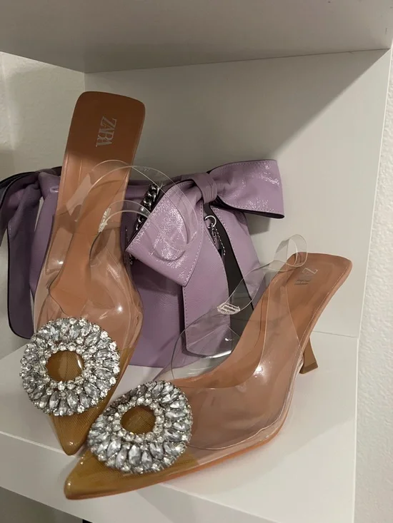 ZARA Clear Mule with Crystal Medallions - Picture 4 of 6